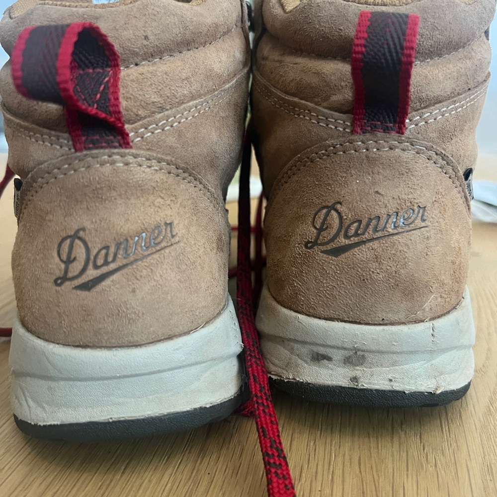 Danner Tan and Red Athletic Shoes with Suede Upper